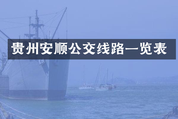 贵州安顺公交线路一览表