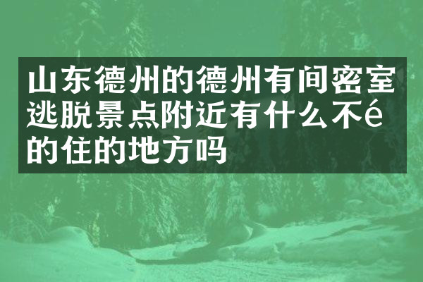 山东德州的德州有间密室逃脱景点附近有什么不错的住的地方吗