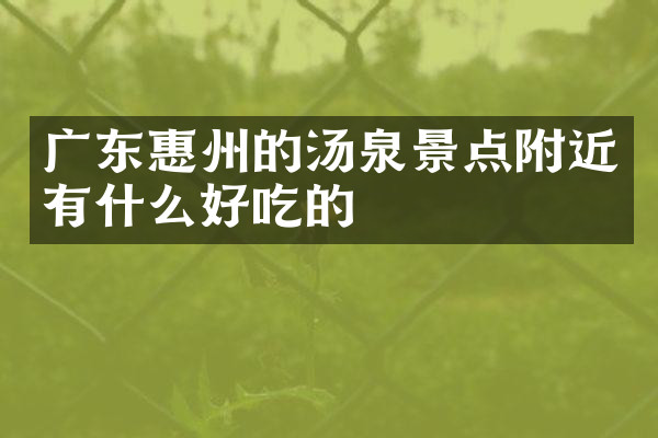 广东惠州的汤泉景点附近有什么好吃的