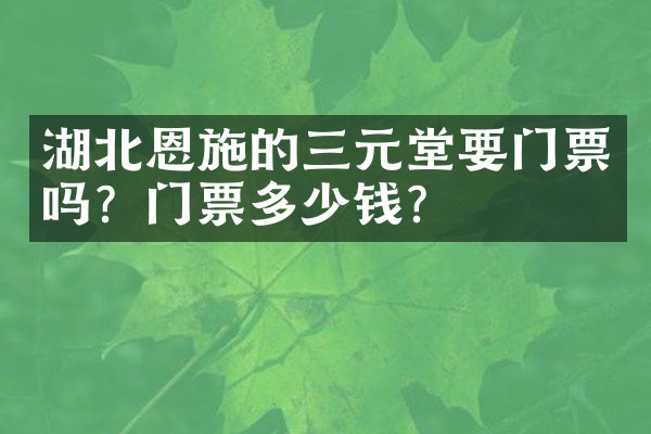湖北恩施的三元堂要门票吗？门票多少钱？