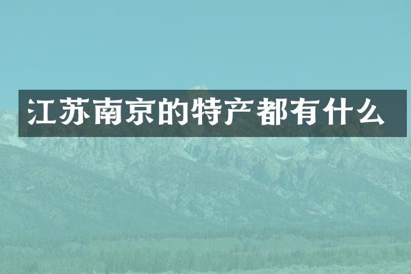 江苏南京的特产都有什么