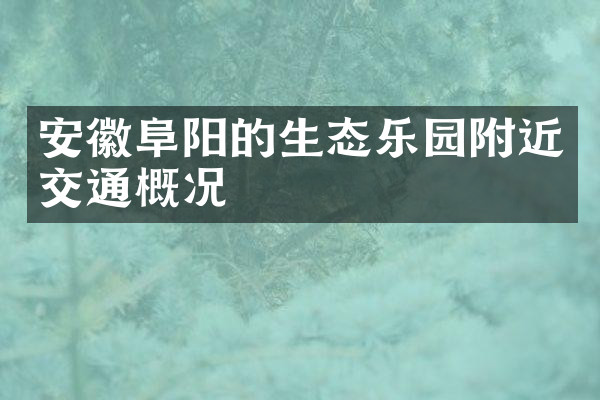 安徽阜阳的生态乐园附近交通概况