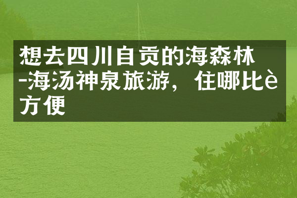 想去四川自贡的燊海森林-海汤神泉旅游，住哪比较方便