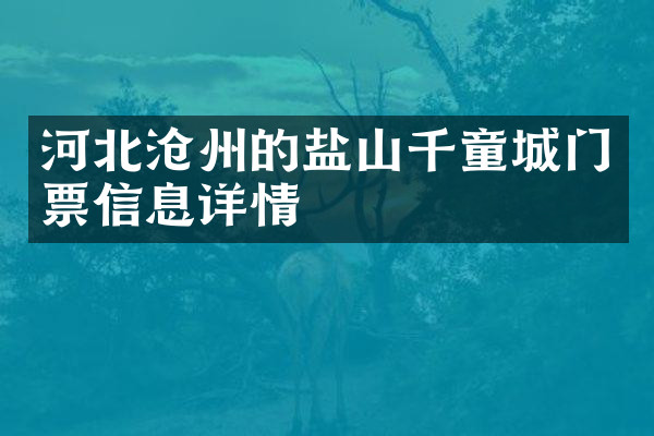 河北沧州的盐山千童城门票信息详情