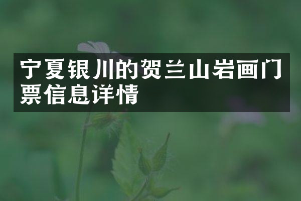 宁夏银川的贺兰山岩画门票信息详情