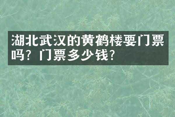 湖北武汉的黄鹤楼要门票吗？门票多少钱？