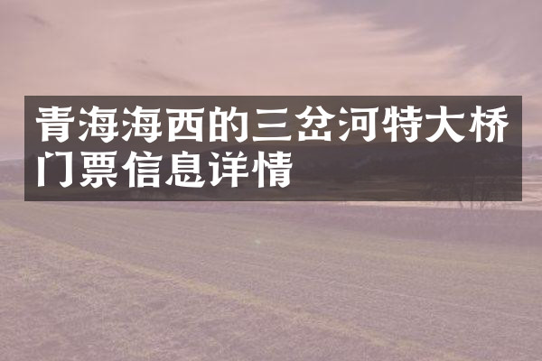青海海西的三岔河特大桥门票信息详情