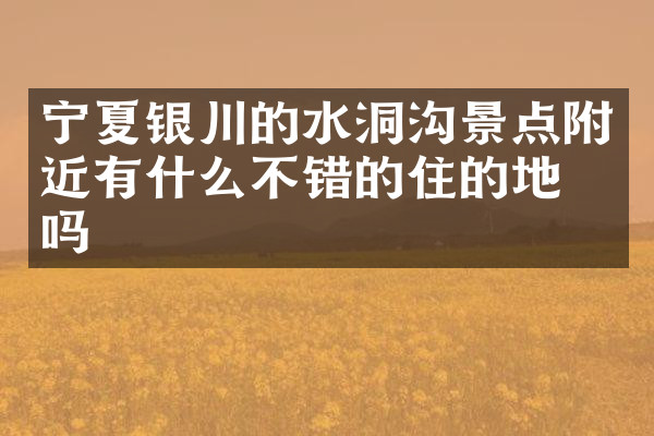 宁夏银川的水洞沟景点附近有什么不错的住的地方吗