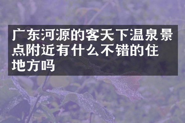 广东河源的客天下温泉景点附近有什么不错的住的地方吗