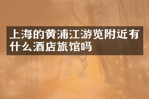 上海的黄浦江游览附近有什么酒店旅馆吗