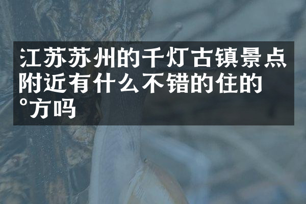 江苏苏州的千灯古镇景点附近有什么不错的住的地方吗