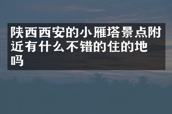 陕西西安的小雁塔景点附近有什么不错的住的地方吗