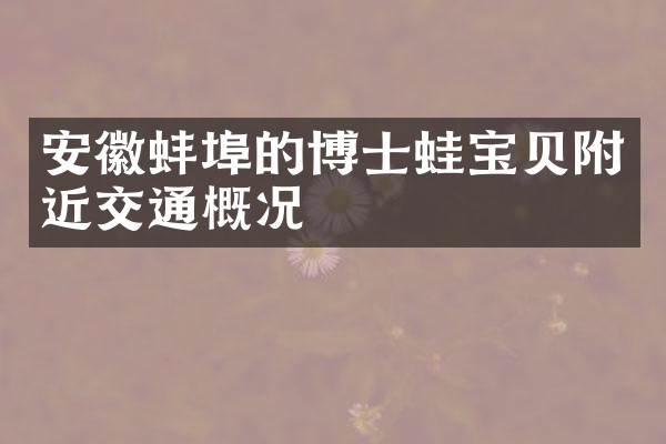 安徽蚌埠的博士蛙宝贝附近交通概况