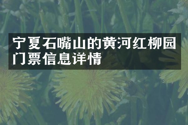 宁夏石嘴山的黄河红柳园门票信息详情