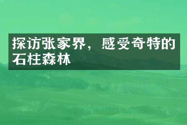 探访张家界，感受奇特的石柱森林