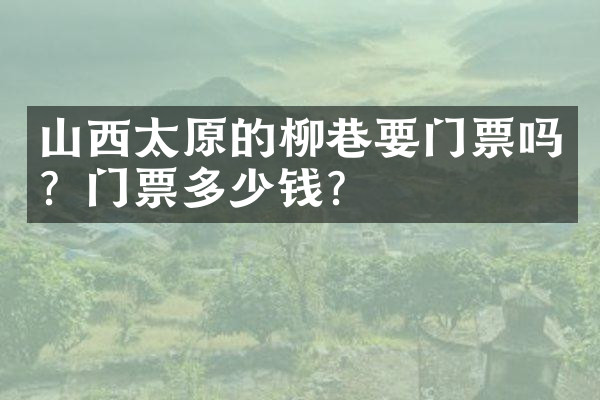山西太原的柳巷要门票吗？门票多少钱？