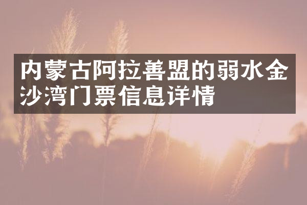 内蒙古阿拉善盟的弱水金沙湾门票信息详情