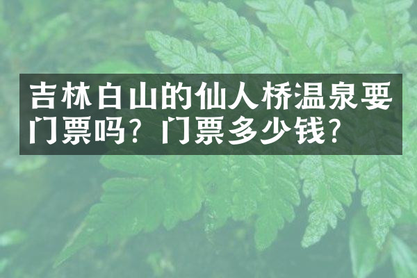 吉林白山的仙人桥温泉要门票吗？门票多少钱？