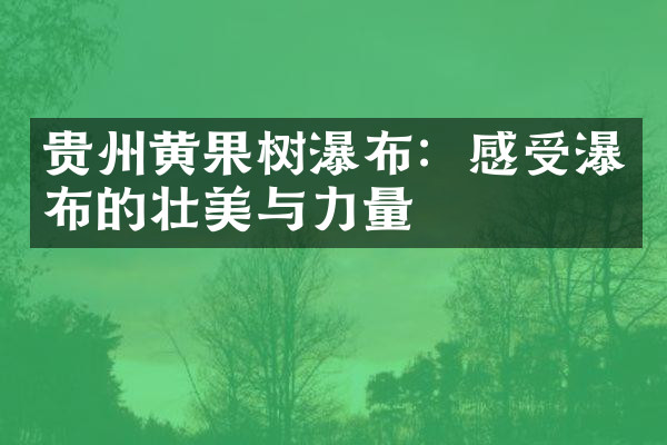 贵州黄果树瀑布：感受瀑布的壮美与力量