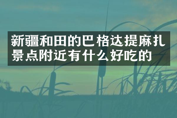 新疆和田的巴格达提麻扎景点附近有什么好吃的