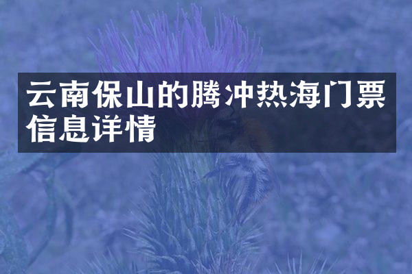 云南保山的腾冲热海门票信息详情