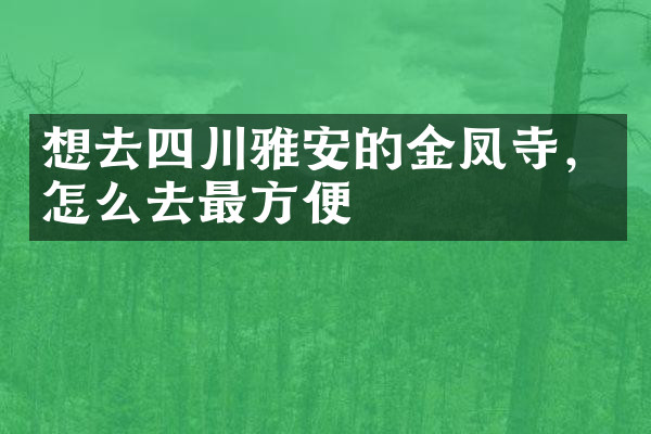 想去四川雅安的金凤寺，怎么去最方便