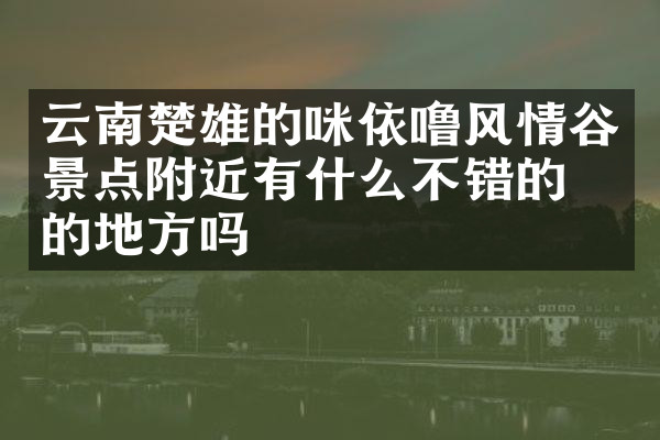 云南楚雄的咪依噜风情谷景点附近有什么不错的住的地方吗