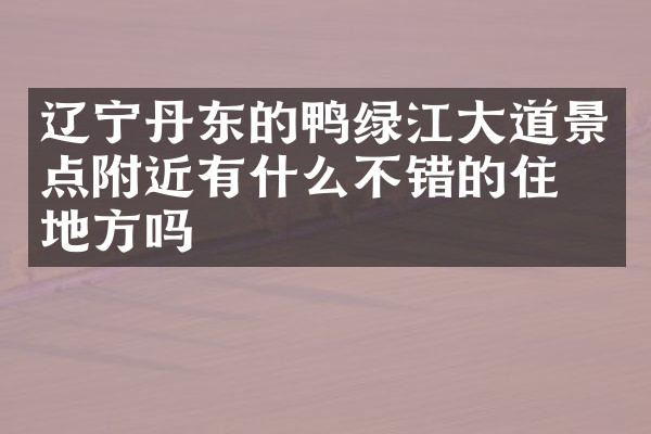 辽宁丹东的鸭绿江大道景点附近有什么不错的住的地方吗