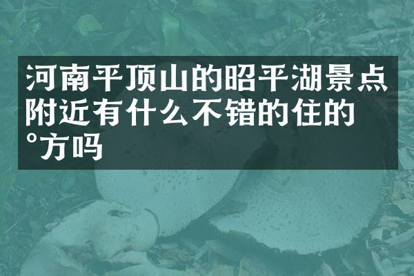 河南平顶山的昭平湖景点附近有什么不错的住的地方吗