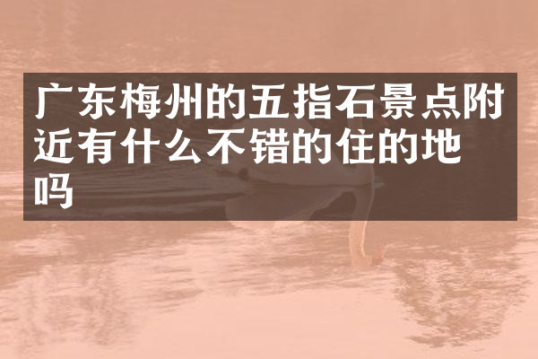 广东梅州的五指石景点附近有什么不错的住的地方吗