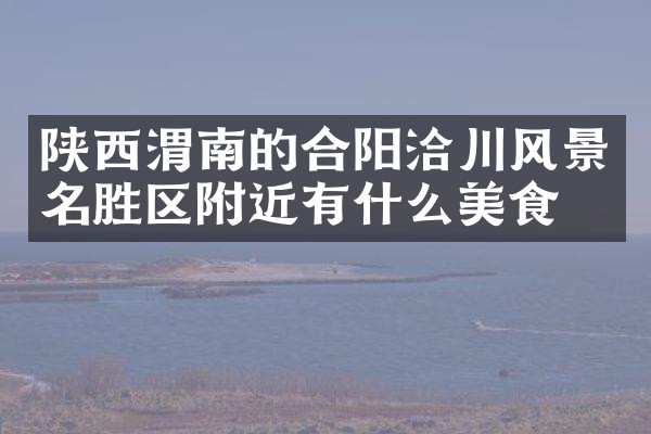 陕西渭南的合阳洽川风景名胜区附近有什么美食