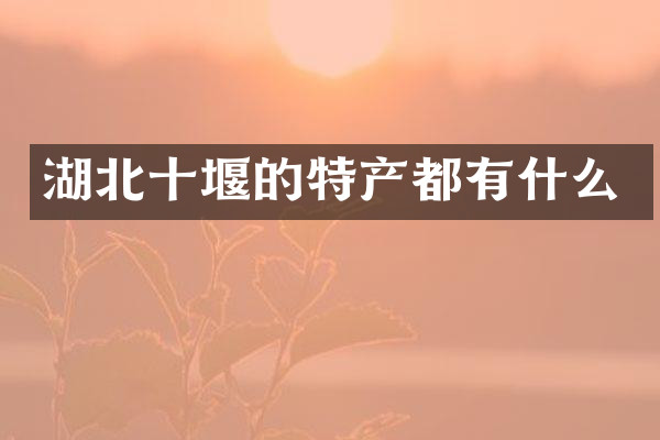 湖北十堰的特产都有什么