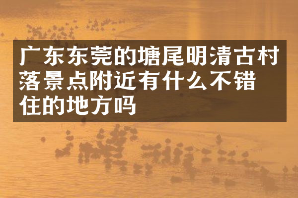广东东莞的塘尾明清古村落景点附近有什么不错的住的地方吗