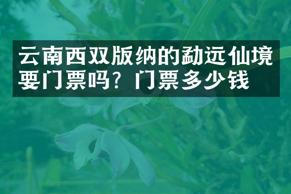 云南西双版纳的勐远仙境要门票吗？门票多少钱？