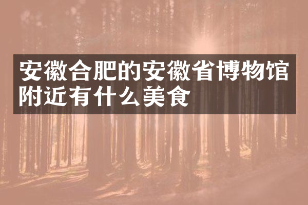 安徽合肥的安徽省博物馆附近有什么美食