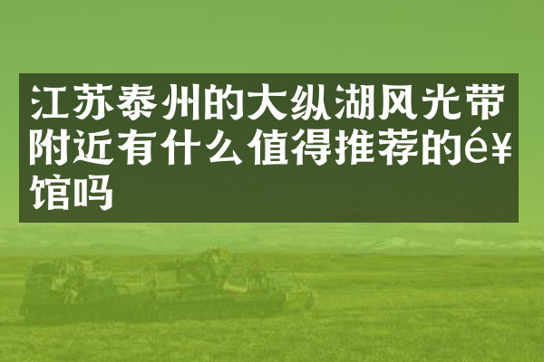 江苏泰州的大纵湖风光带附近有什么值得推荐的饭馆吗