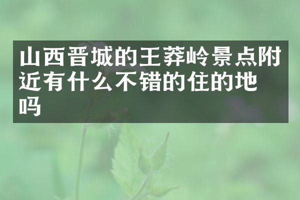 山西晋城的王莽岭景点附近有什么不错的住的地方吗