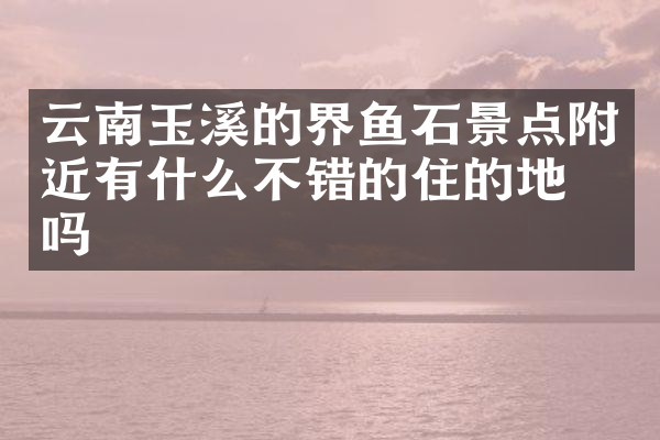云南玉溪的界鱼石景点附近有什么不错的住的地方吗