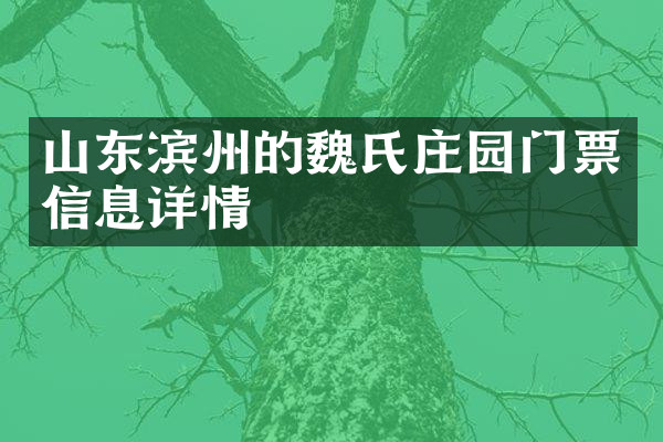 山东滨州的魏氏庄园门票信息详情