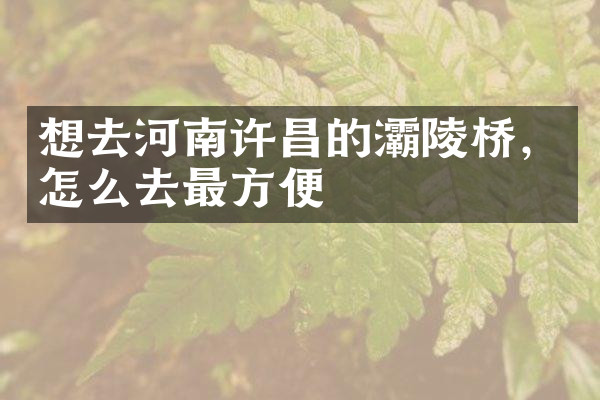 想去河南许昌的灞陵桥，怎么去最方便