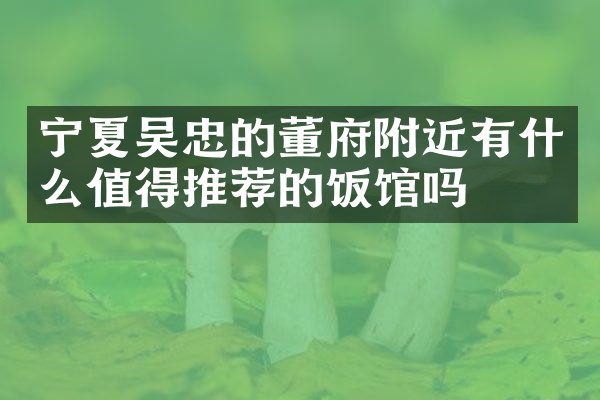 宁夏吴忠的董府附近有什么值得推荐的饭馆吗