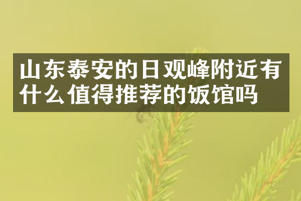 山东泰安的日观峰附近有什么值得推荐的饭馆吗