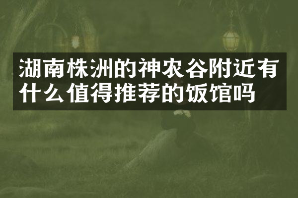 湖南株洲的神农谷附近有什么值得推荐的饭馆吗