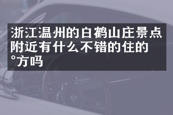 浙江温州的白鹤山庄景点附近有什么不错的住的地方吗