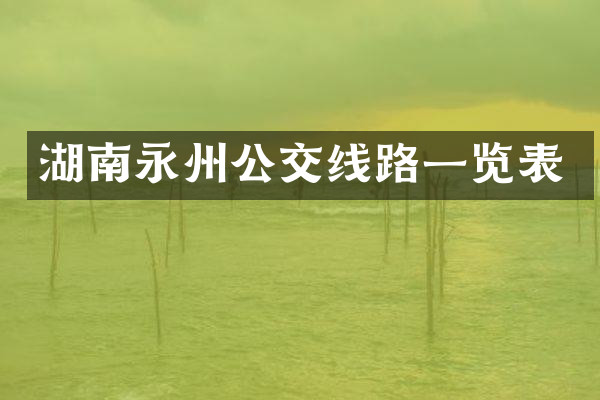 湖南永州公交线路一览表
