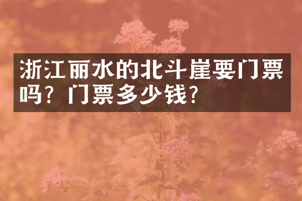 浙江丽水的北斗崖要门票吗？门票多少钱？