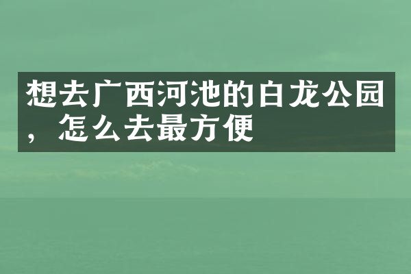 想去广西河池的白龙公园，怎么去最方便
