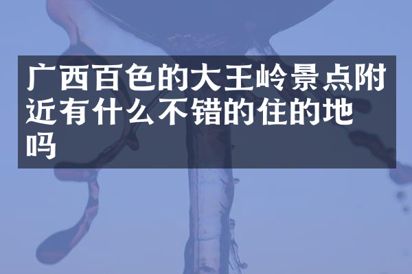 广西百色的大王岭景点附近有什么不错的住的地方吗