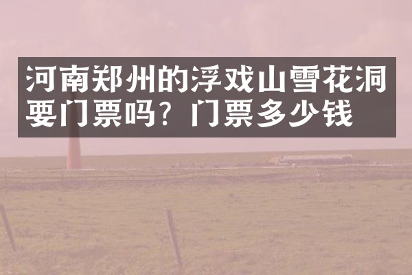 河南郑州的浮戏山雪花洞要门票吗？门票多少钱？