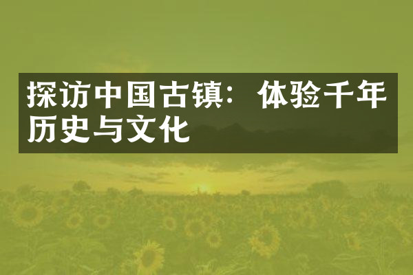 探访中国古镇：体验千年历史与文化